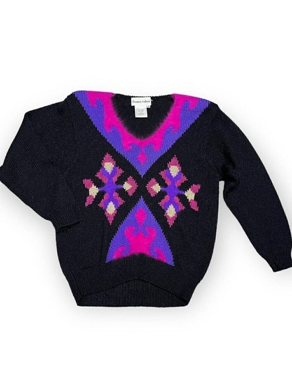 Vintage 90s Franco Valeri Luxury Designer Faux Mohair Knit Sweater Womens Small